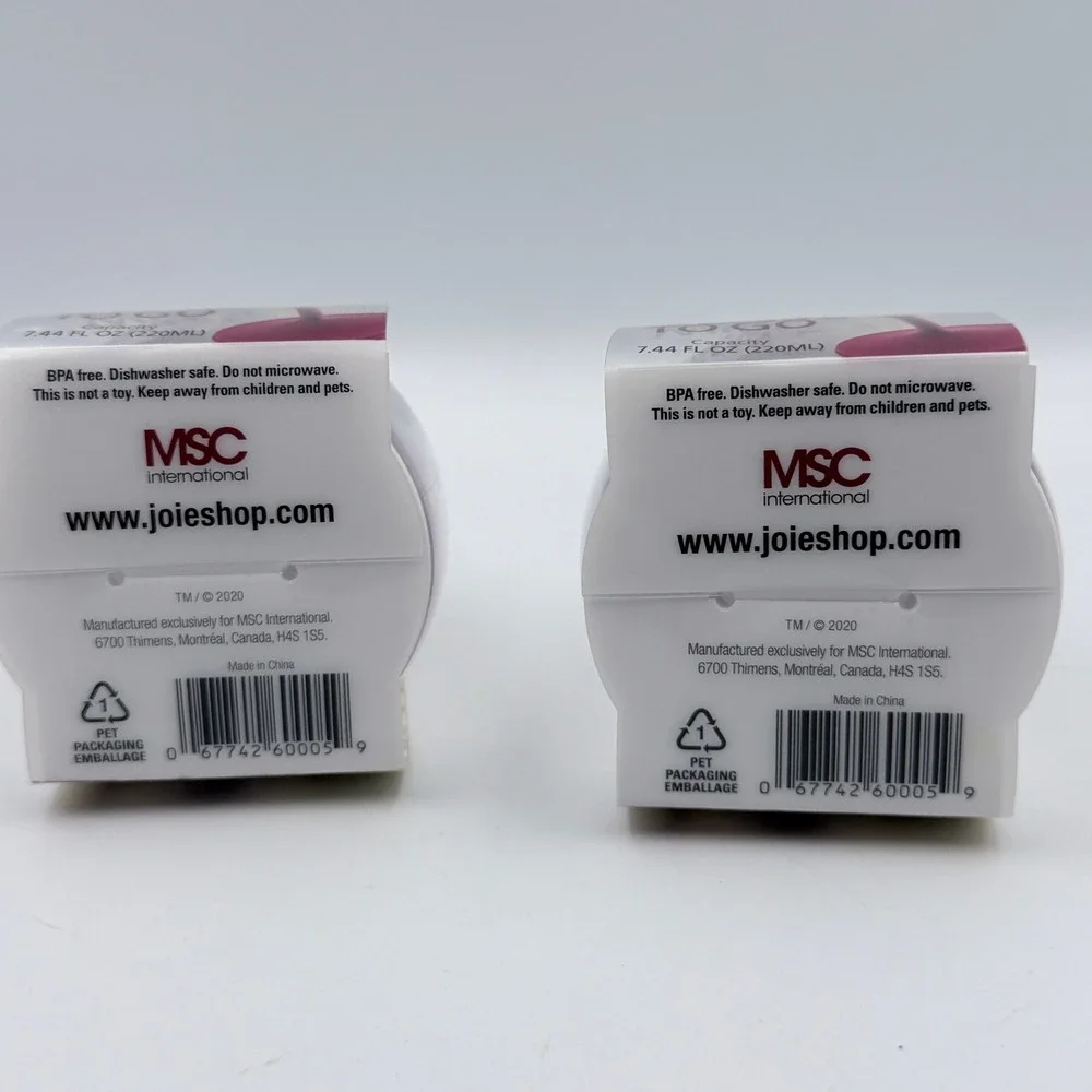 Joie Wine Glass To Go 7.44oz Set of 2 Portable Travel Plastic BPA Free Clear